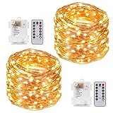 Kohree String Lights LED Copper Wire Fairy Christmas Tree Light with Remote Control, 33ft/10M 100LEDs, AA Battery Powered, Twinkle Lights for Holiday, Wedding, Parties, Pack of 2