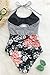 CUPSHE Women's One Piece Swimsuit Stripe Floral Halter Cutout Beach Swimwear, L
