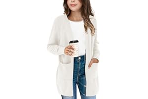 Amarmia Girl's Open Front Cardigan Long Sleeve Knit Sweaters Kids Solid Cute Casual Loose Outerwear Coats with Pockets