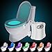 Motion Activated Toilet Night Light 8 Color Changing Led Toilet Seat Light, Colorful Motion Sensor Toilet Nightligh