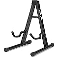 LiberLive Guitar Stand, A-Frame Metal Folding Guitar Holder for Electric, Acoustic Guitars and Bass, Banjo with Non-Slip Rubber and Soft Foam Arms, Black