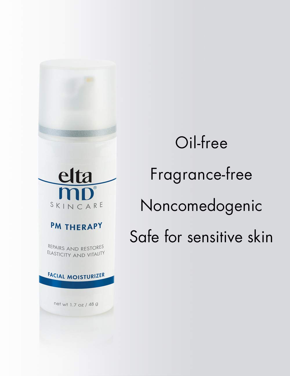 EltaMD PM Therapy Face Moisturizer with Hyaluronic Acid, Oil-Free, Fragrance-Free, Noncomedogenic, Repairs and Restores Skin, 1.7 oz: EltaMD: Premium Beauty