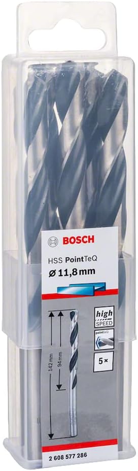 Bosch PointTeQ HSS Twist Drill Bits 5pc 11.8 x 94 x 142 mm Metal