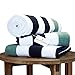 Laguna Beach Textile Co. Striped Cabana Beach Towel - Oversized, Plush 630 GSM Cotton - Midnight Blue & Seafoam Green