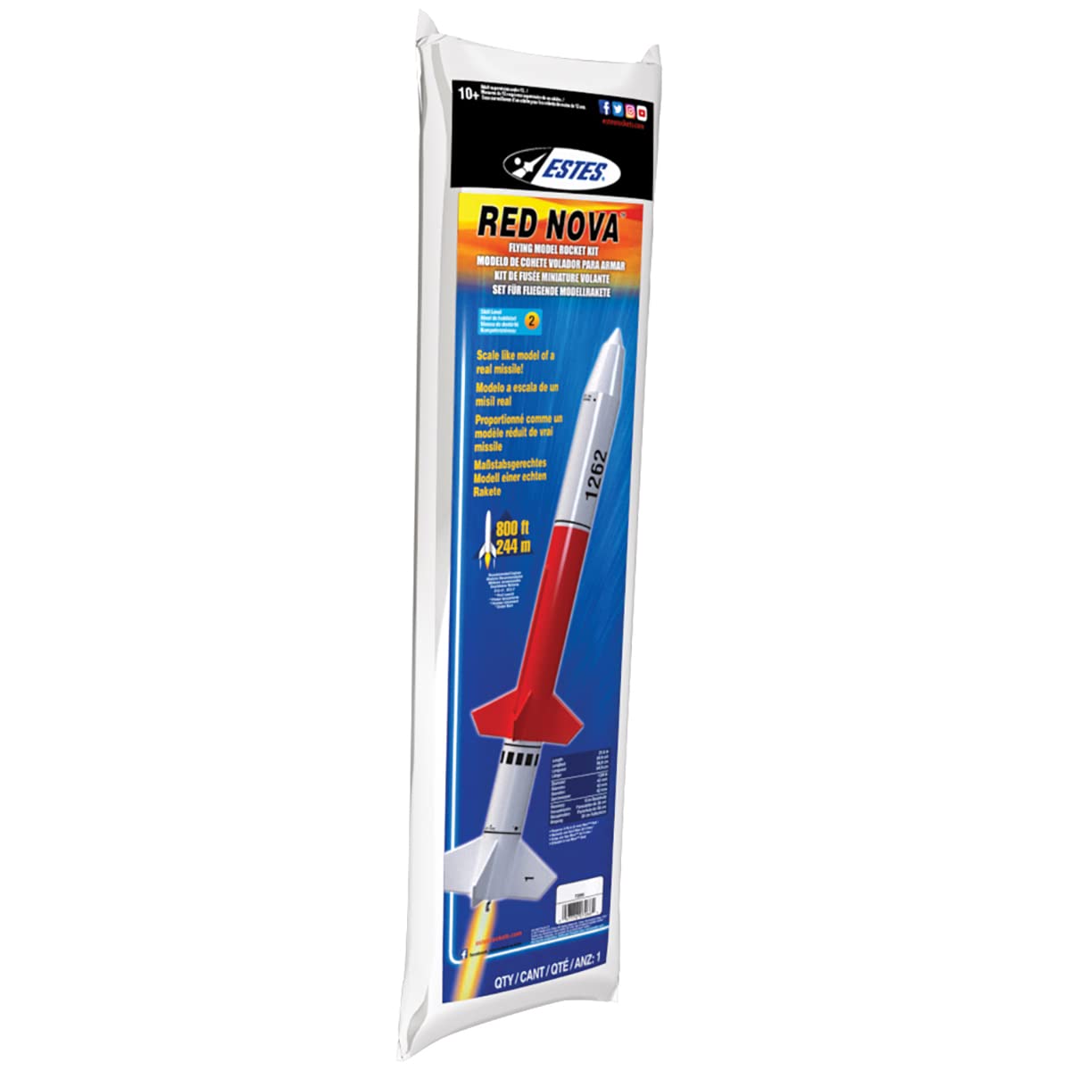 Estes 7266 Red Nova Flying Model Rocket Kit | Advanced Level | Soars 800 ft. 244 m.