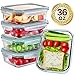 KERUITA [5-Pack,36 OZ Glass Bowl Meal Prep Containers - Glass Storage Containers with lids - Glass Lunch Bowl Airtight Leakproof Bento Box (1 Compartment)