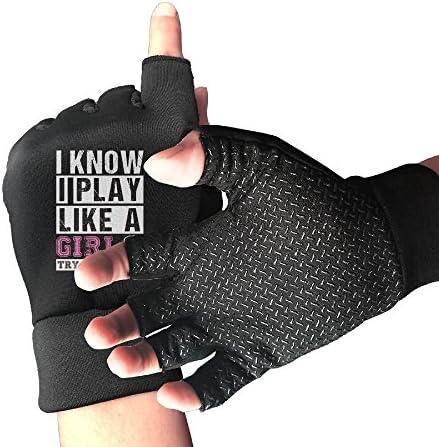 Bnj09jhue I Know I Play Like A Girl Soccer Cycling Gloves Men's/Women's Mountain Bike Gloves Half Finger Biking Gloves | Anti-slip Shock-absorbing Gel Pad Breathable Cycle Gloves One Size