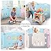 POTBY Foldable Baby Playpen 16 Panel Activity Center Safety Playard with Lock Door,Kid's Fence Indoor Outdoor,Free Installation,Double Layer Clasp and Anti-Slip Base for Children 10 months~6 Years Old