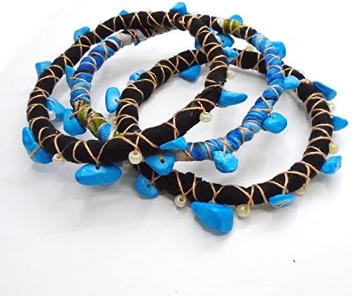 Boho Chic Bracelet Set Blue Stone Beads Hypoallergenic