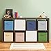 EZOWare Set of 6 Foldable Fabric Basket Bin Collapsible Storage Cube For Home, Shelf Cabinet (Beige)
