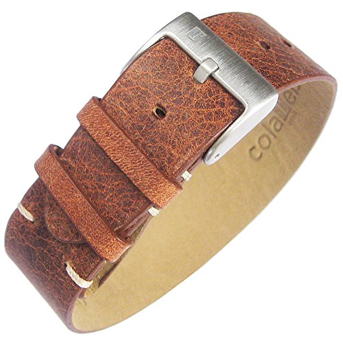 ColaReb 22mm A1 Rust Brown Leather Strip Watch Strap