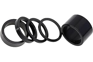 DJC Components 5 Pieces Bike Headset Alu Spacer Bicycle 25.4mm 1 Inch 1 20 10 5 3 2 mm, 5 Size, Bike Stem Adjusting Dust Cove
