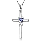 SHEAISRS Infinity Cross Necklace for Women 925 Sterling Silver Religious Pendant Christian Faith Jewelry Gift