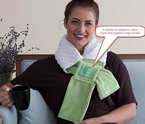 Aroma Wrap Heated or Cooled Therapeutic Neck Wrap with Essential Oils and Removable Sleeve, Luxury Line (White/Green)