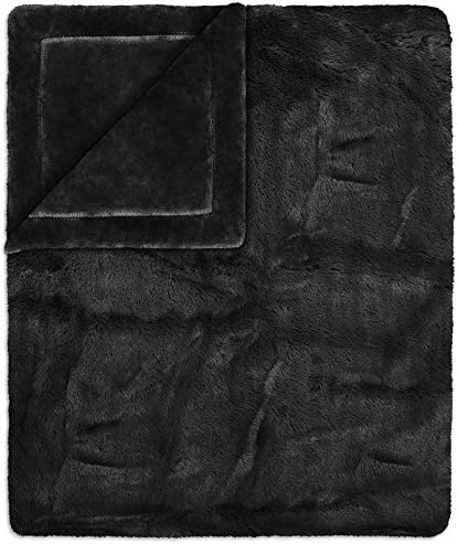 Super Soft Reversible Faux Fur Throw - Black