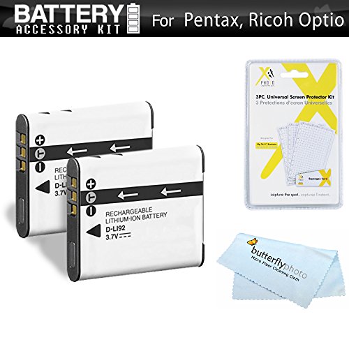 2 Pack Battery Kit For Pentax Optio WG-2, WG-3, WG-3 GPS, Ricoh WG-4 GPS, WG-4, WG-30, WG-30W, WG-5 GPS, WG-50 Waterproof Digital Camera Includes 2 Extended (1000Mah) Replacement D-LI92 Batteries ++ 2 Pack Battery Kit For Pentax Optio WG-2, WG-3, WG-3 GPS, Ricoh WG-4 GPS, WG-4, WG-30, WG-30W, WG-5 GPS, WG-50 Waterproof Digital Camera Includes 2 Extended (1000Mah) Replacement D-LI92 Batteries ++