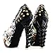 SHOW STORY Rock Butterfly Stud Cut-Out Peep-Toe Platform Bone Heel Pumps,LF80626