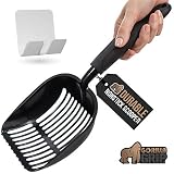 Gorilla Grip Original Cat Litter Scooper, Non-Stick Deep Scoop, Free Storage Holder, Extra Large, Durable Solid Aluminum, Shovel for Sifting Kitty Cats Litter, Rust Resistant, Long Comfy Grip Handle