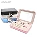 LE PAPILLION JEWELRY Jewelry Box Faux Leather Travel Jewelry Box Organizer | Elegant Outlook Display Storage Case with Large Mirror | Jewelry Box Gift for Women, Great Gift Idea(Pink)