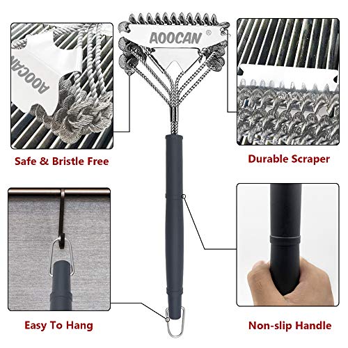 Aoocan Grill Brush and Scraper Bristle Free - 18'' BBQ Brush for Grill - Cleaning with No Wire Bristles, Safe for Porcelain/Weber Gas/Charbroil Grates - Thumbnail 2