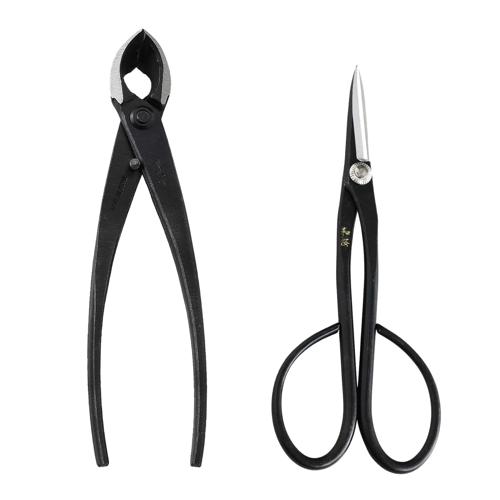 Wazakura 2PCS Japanese Bonsai Essential Tools Set Made in Japan - Satsuki Bonsai Scissors 7" (180mm) + Concave Branch Cutter 8" (200mm) Pruning Starter Kit