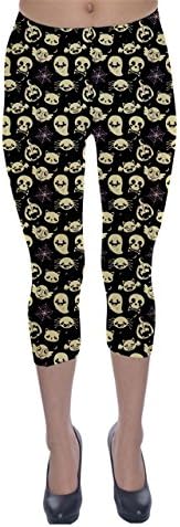 Jogja Glowing Halloween Pattern Capri Leggings Black