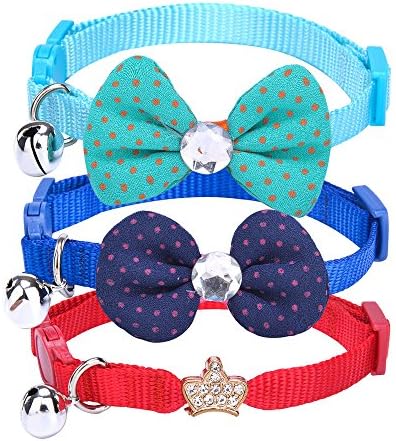 Breakaway Cat Collar Adjustable Bowtie Kitten Collars with Bell