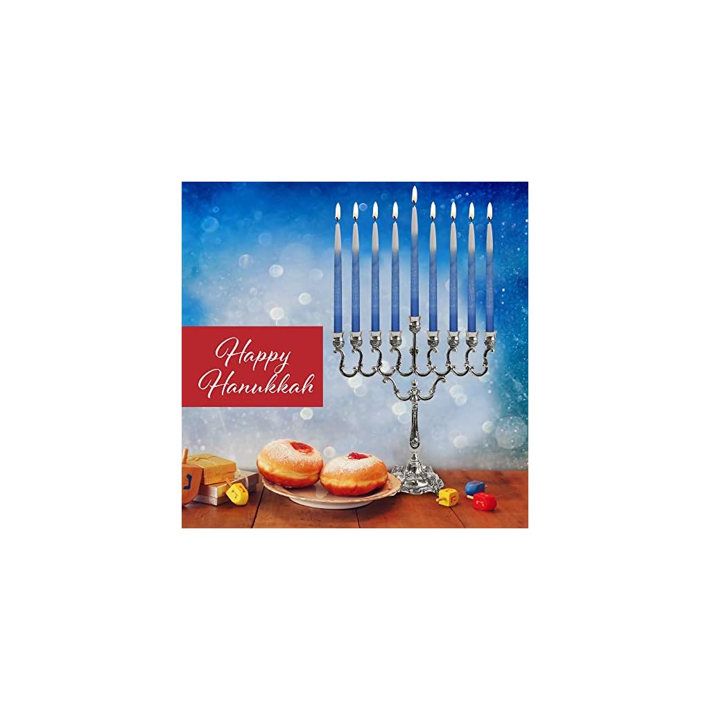 Dripless Chanukah Candles Standard Size Decorated Ombre Blue & White