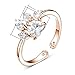Viola Tricolor Puppy Paw Rose Gold Plated Rings Clear Cubic Zirconia Crystal Adjustable Rings for Teen Girls Glitter Fashion Jewelry