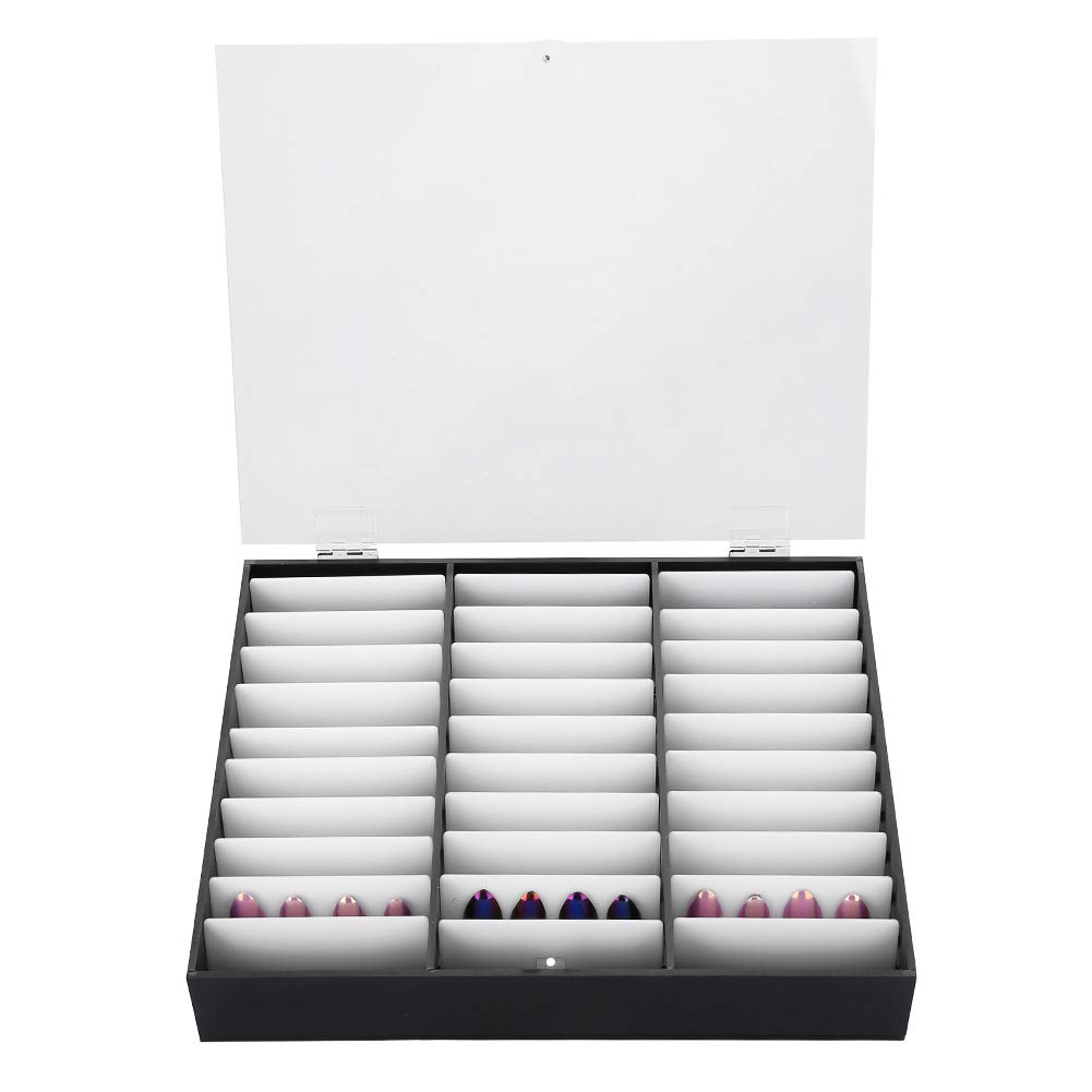 Stylish Acrylic Nail Art Display Box – Stackable False with Clear Lid, 6-Compartment Storage for Tips, Glitters & Decorations (Matte)