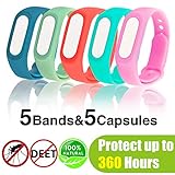 Neviss Mosquito Repellent Bracelet, 5 Pack Waterproof Silicone Mosquito Repellent Wristbands for 360 Hours Indoor&Outdoor Protection, Non-Toxic Natural Mosquito Repellent Bands for Kids Adults