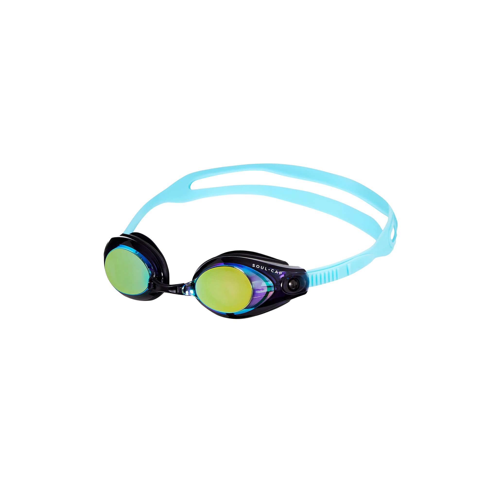 SOUL CAP - Swim Goggles for Kids | HAJOS | Mirror Lens | UV-Protection & Anti-fog Lens | Quick-release Buckle & 4 Sizes of Nosepiece | Glare Protection | No Leaking | Clear Vision