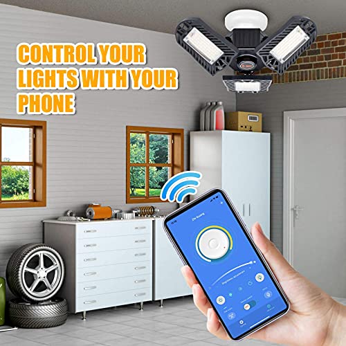 Remote Control Garage Light, Dimmable & Light Colors Adjustable