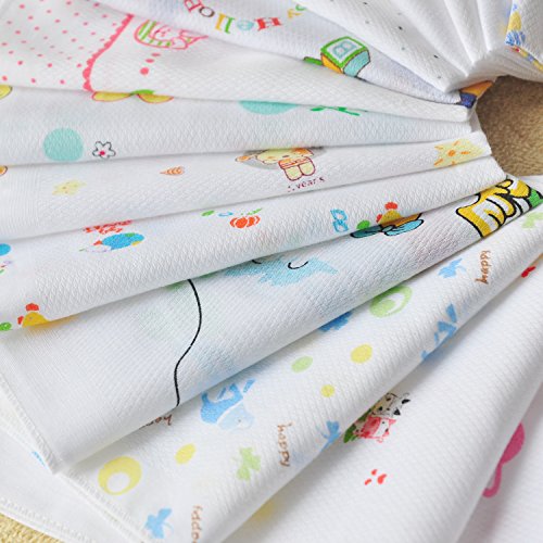 NISSCO 10 Pcs 100% Cotton Baby Handkerchief Gauze Muslin Square