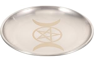 JECOMPRIS Altar Candle Holder Ritual Plate Brass Tray for Offering and Wiccan Spell Ceremonies