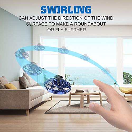 FlyNova Mini Drone UFO Flying Toys, Hand Operated Drones for Kids, Flying Ball as a Best Gift for Boys and Girls (Blue)