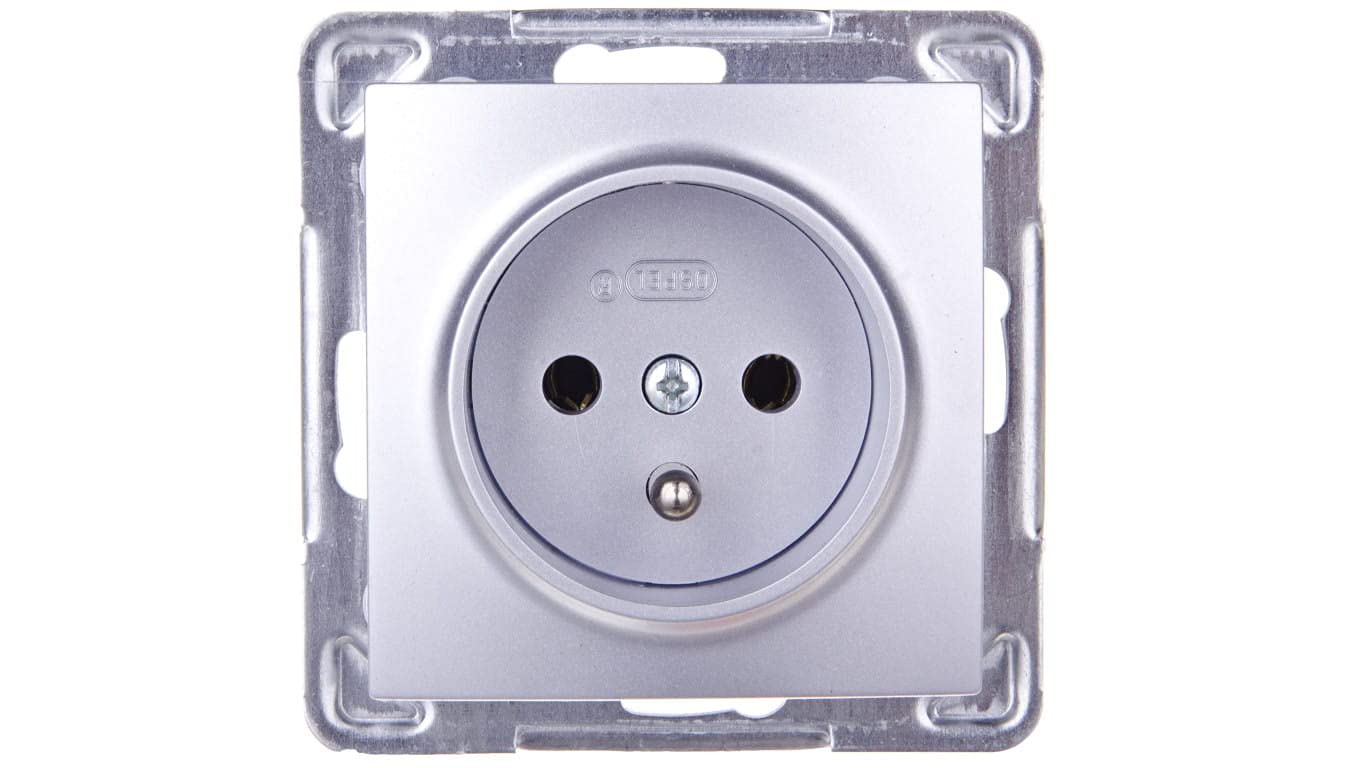 Ospel GP-1YZ/m/18 Socket Silver IP20, 16 A 71 mm 37 mm 71 mm