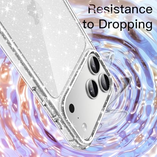 JETech Glitter Case for iPhone 17 Pro 6.3 Inch, Anti-Shock Bling Sparkle Case, Cute Shiny for Girls and Women (Transparent)