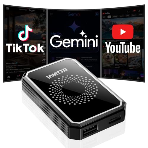 LAMTTO Wireless Carplay Adapter with Gemini AI, 3-in-1 Magic AI Box Support YouTube TikTok APPs, HDMI Port, USB Drive, Dual WiFi, Upgrade Wired Car Play to Wireless for 2016+ Cars
