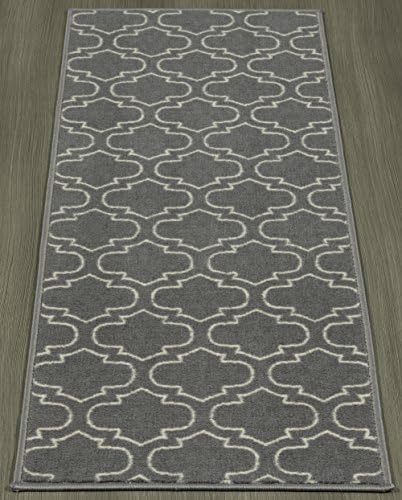 AZK Rose Collection Rubberback Grey Trellis Runner - 20" X 59" Runner