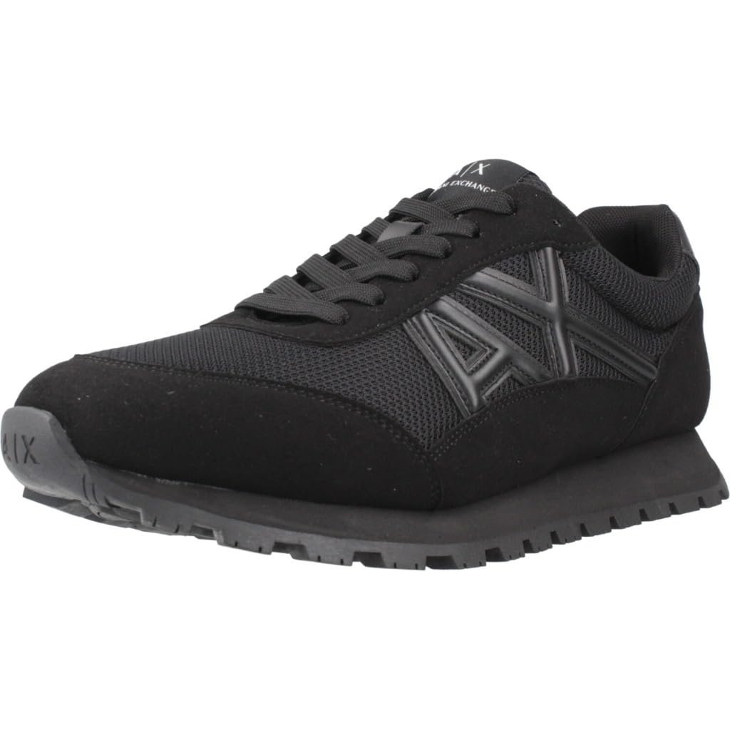 Armani Exchange Men’s Drop Sneaker, Black, 11.5