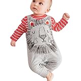 ETOSELL Baby Boy Kid Striped Shirts Cartoon Romper Jumpsuit Outfit Sets Clothes
