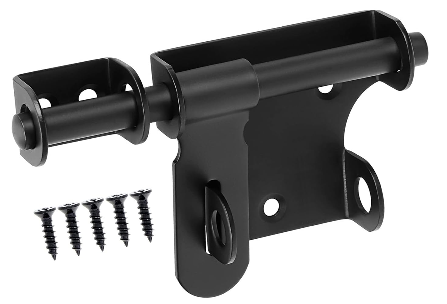 Litensh Slide Gate Latch Bolt Lock with Padlock Hole, Heavy Duty Fence Gate Bolt Latch Locks Hardware for Shed Wooden Fences Barn Yard Doors Outdoor Latch 6 Inch (Black)