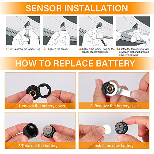Zmoon TPMS Car Tire Pressure Monitoring System Solar Power Universal Wireless LCD Display with 4 External Sensors Real-time Display 4 Tires' Pressure & Temperature - Thumbnail 5