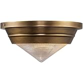 Alora FM348010VBPG Willard Flush Mount, Vintage Brass/Clear Prismatic Glass