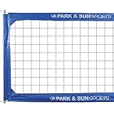 Park & Sun Sports Regulation Size Indoor/Outdoor Professional Volleyball Net with Steel Cable Top and Bottom, Blue