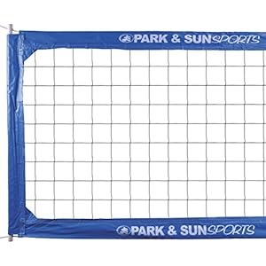 Park & Sun Sports Regulation Size Indoor/Outdoor Professional Volleyball Net with Steel Cable Top and Bottom, Blue, One…