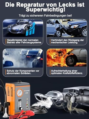 FOXWELL EVAP Car Fog Machine ST203, Professional Dual Modes Smoke Machine, Car Leak Detector with Pressure Indicator & Flow Indicator for Real-time Data, Air Pump 16 L/Min, Complete Kit for 12 V Vehicles
