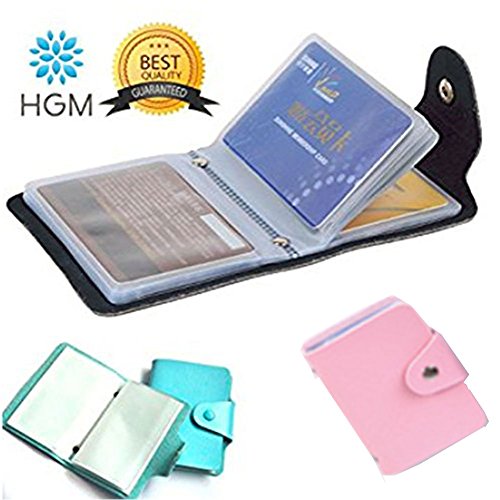 Soft Credit Card Holder Protector,Women's girl Mini Credit Card Case Wallet with ID Window and Card Holder purse,Unisex Small Leather Case Holder with 24 Plastic Card Slots, 2 Pack (Pink Blue)