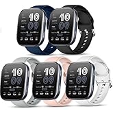 Xininyia Compatible with Amazfit Bip 6 Watch Bands, Soft Silicone Adjustable Straps Quick Release Replacement Wristbands (5-PACK)